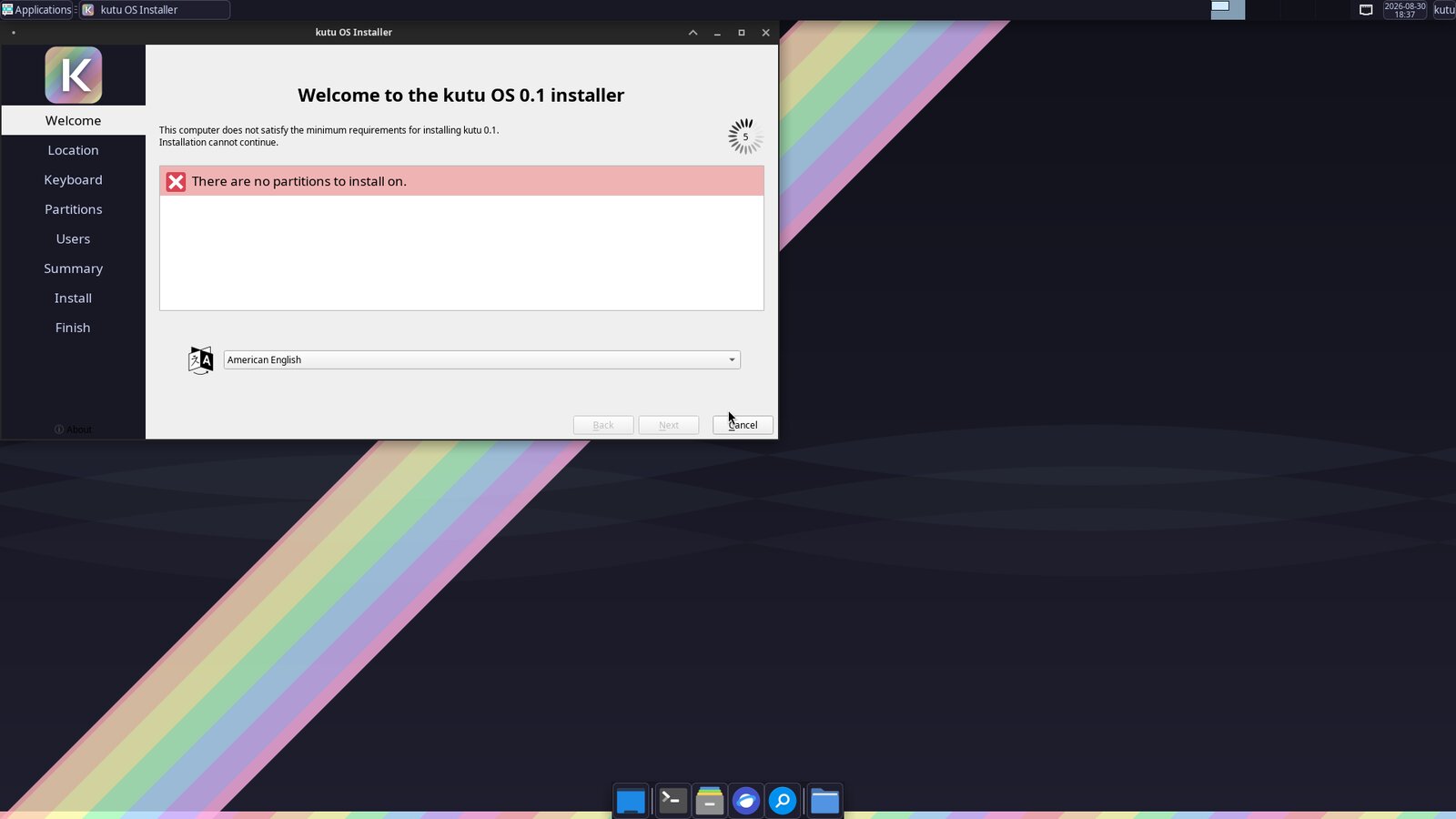 The kutu OS Calamares installer
