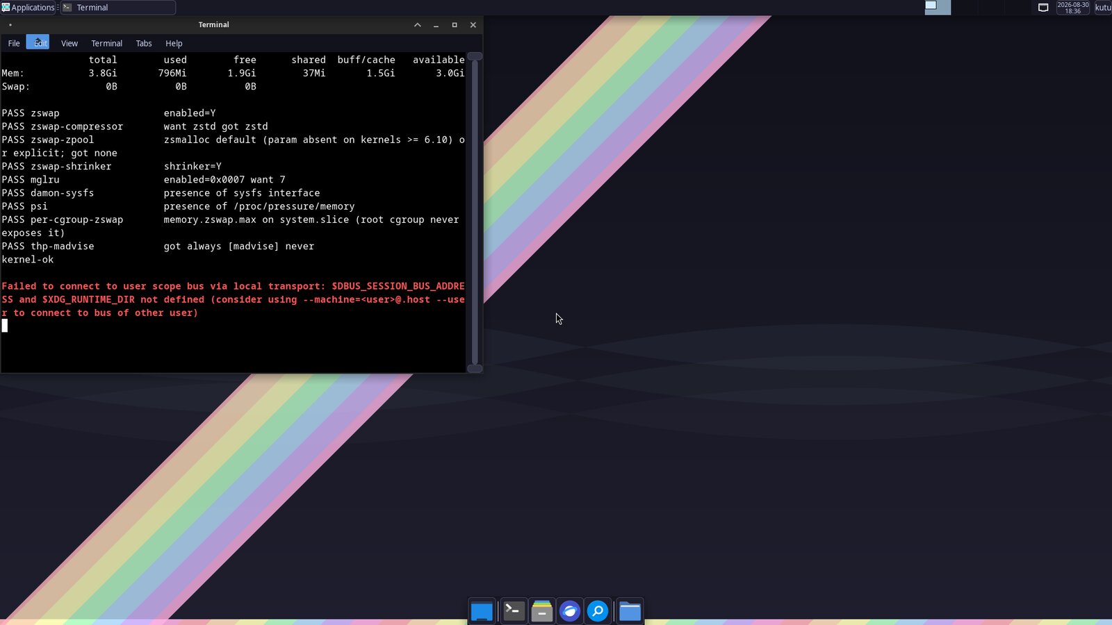 kutu OS memory tools in a terminal
